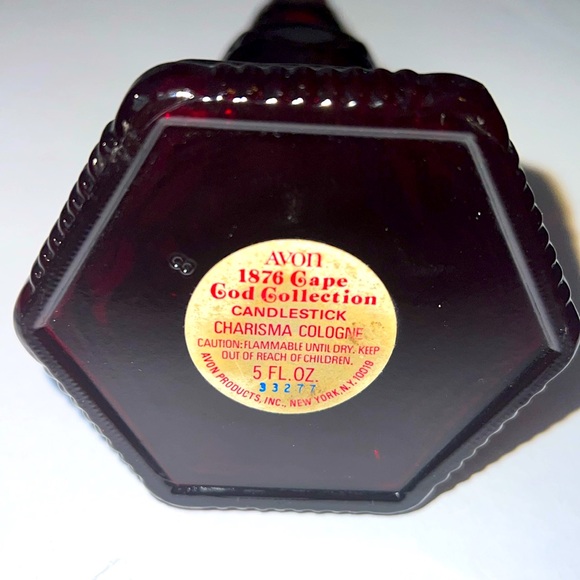 Avon 1876 Cape Cod Collection
CANDLESTICK
PATCHWORK COLOGNE BOTTLE 5oz Red 6.75” - Picture 2 of 4